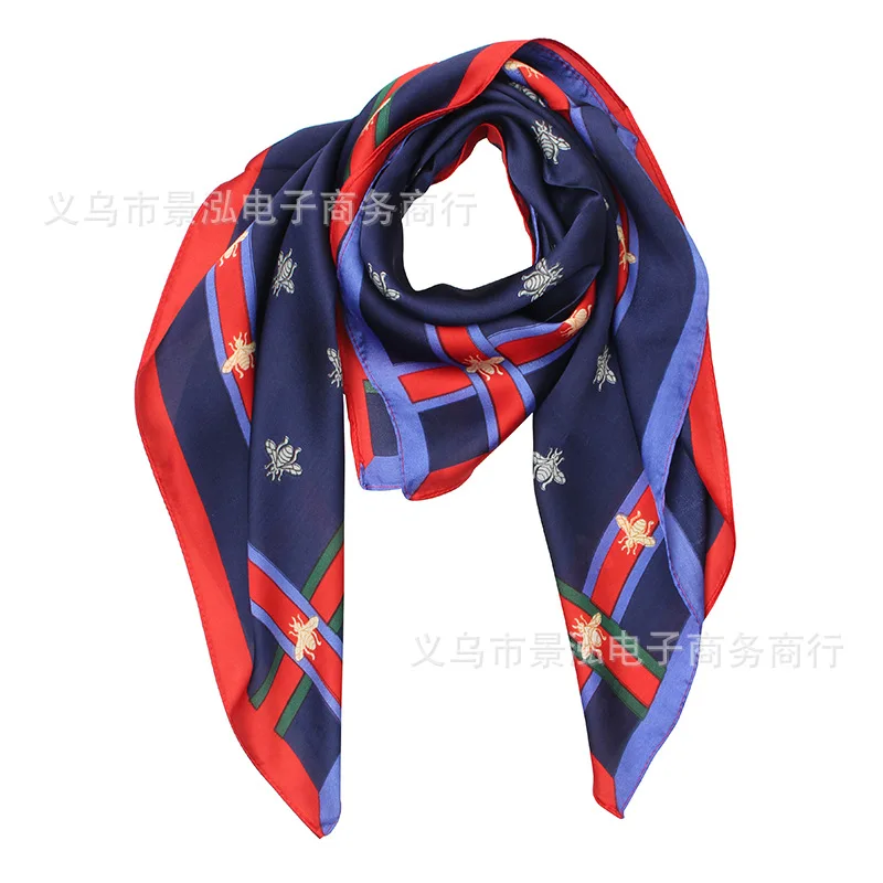 

70x70 Small Bee Plaid Small Square Towel Silk Scarves Scarf Scarf