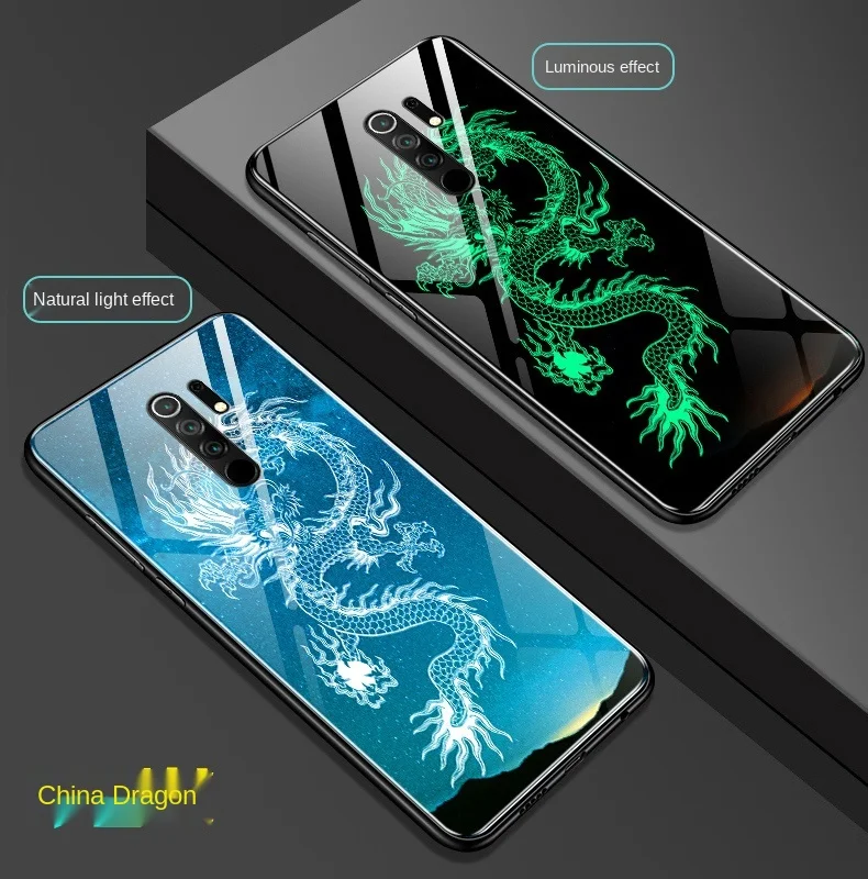 For Xiaomi Redmi 9 9a Case Luminous Cover Shockproof Phone Case For Redmi Note 8 7 6 Pro Cover Luminous Glass Bumper Shell