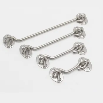 

3/4/6/8 Inch Crescent Window Lock With Safety Switch Cabin Hook Door Latch Lock Catch Holder With Install Screws