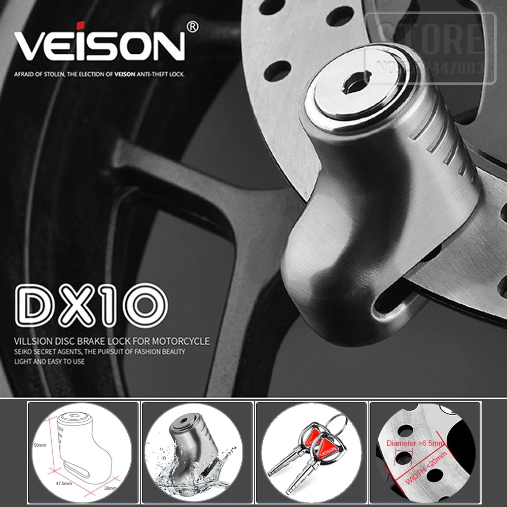 Anti-Theft Waterproof Disc Lock Bullet Lock Core Design Ya-tube VEISON Motorcycle Disc Brake Lock 