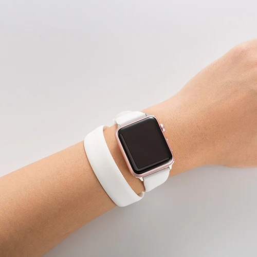 Силиконовый ремешок с двойным кольцом для часов Apple Watch series 5 4 44 мм 40 мм спортивный ремешок для iWatch 3 2 1 42 мм 38 мм браслеты - Цвет ремешка: white