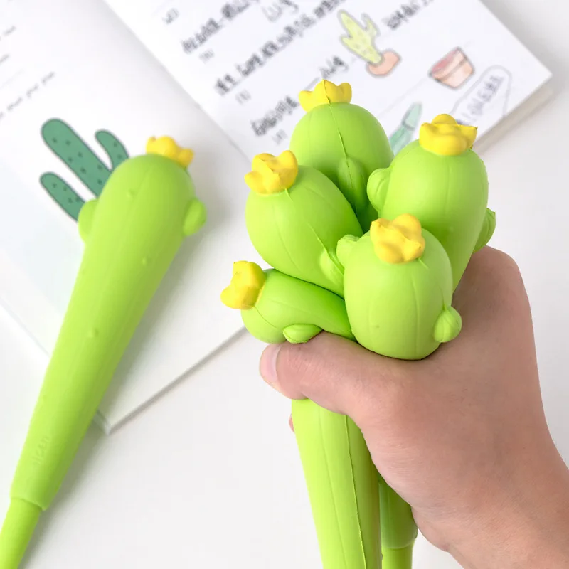 

Cactus Pressure Reducing Squeeze Squishy Soft Gel Pen Ink Marker Pen School Office Writing Supply Stationery Escolar Papelaria