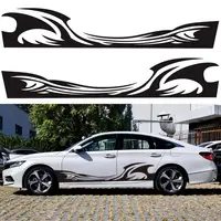decal body Hot 2pcs Spray Flames Side Door Car Stickers and Decals Fire Stripe Auto Decal Whole Body Vehicle Wholesale Quick delivery CSV (1)