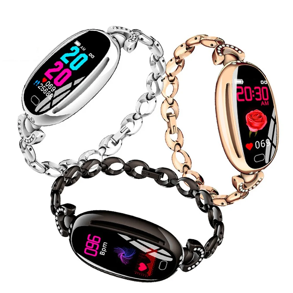 2019 Stylish E68 Women Blood Pressure Heart Rate Monitor Sport Bluetooth Smart watch Bracelet for Standard exercises functions