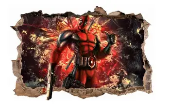 

Disney Marvel Deadpool 3DVIEW Wall Stickers For Boys Room Bedroom Living Room Accessories Mural Art Decal Home Decor
