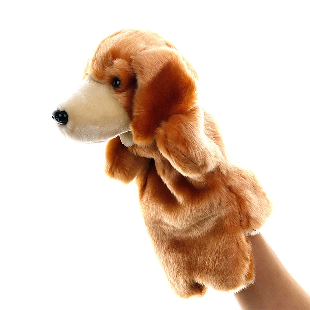 AB_ Cute Dog Puppy Plush Hand Puppet Doll Pretend Play Parent Child Toy Xmas Gif 