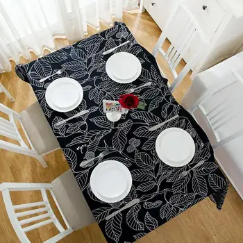 

Waterproof Rectangle Dining Table Cloth Leaf Pattern Table Cover For Wedding Party Kitchen Tablecloth Cotton Fabric Home Textile