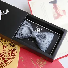 Повседневный мужской модный свадебный дизайн принт ручной работы подарок жених галстук-бабочка синий Темный Узор Галстук-бабочка