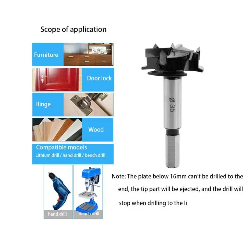35mm Forstner Wood Drill Bit Hole Saw Cutter Woodworking Tool with Round Shank 35mm Forstner Wood Drill Bit Hole Saw Cutter Woodworking Tool with Round Shank