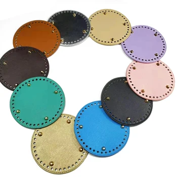

fashion round leather bag bottom accessories for bags diy bag handbag shoulder with holes rivet for knitting crossbody solid