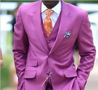 

Latest Designs Elegant Purple Casual Men Suits 2020 Custom Made 3 Pieces Formal Party Tuxedo men Suit Blazer (Jacket+Pants+Vest)