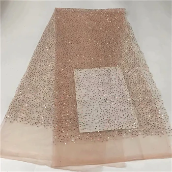 

African Lace Fabric 2019 High Quality Lace Fabric French Sequins Net Cord Tulle Fabrics red Nigerian Laces For Wedding Dress