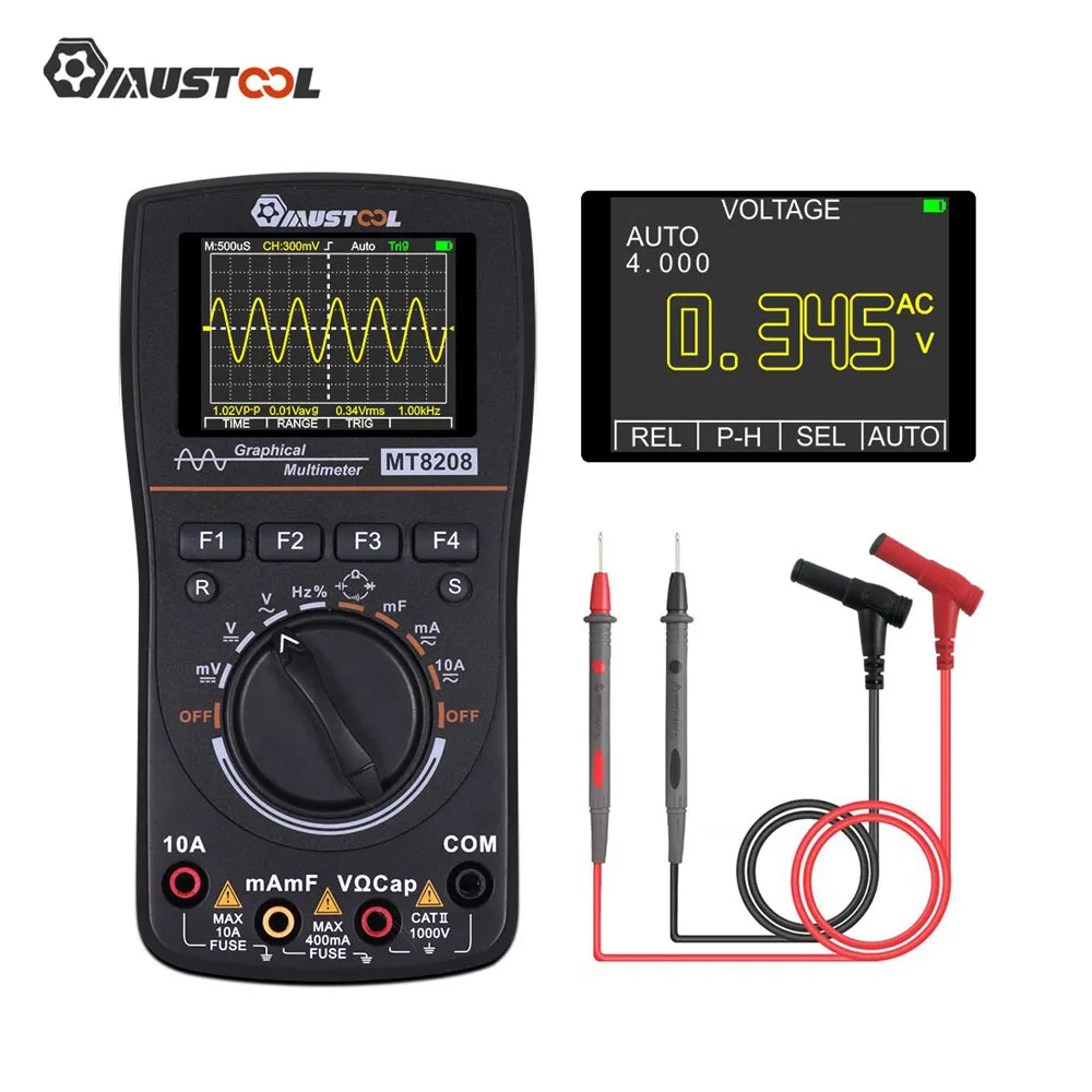 

MUSTOOL 2 in 1 MT8028 HD Intelligent Graphical Digital Oscilloscope Multimeter With 2.4 Inches Color Screen for Electronic Test