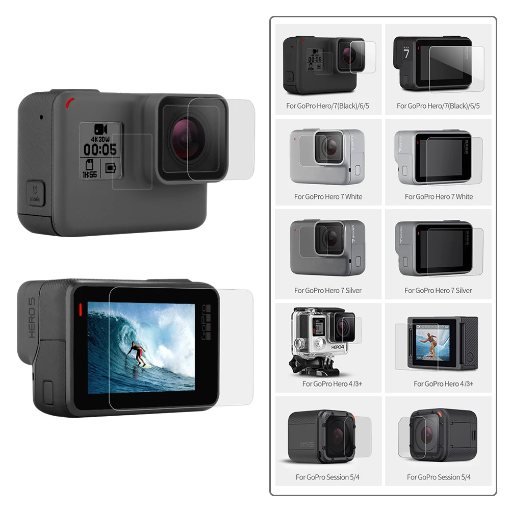 

Tempered Glass Protector Cover Case For GoPro Hero5 4 3+ session Hero6 Hero 7 Black Lens LCD Screen Protective Film Accessories