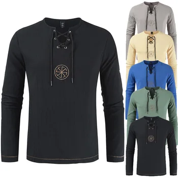 

2020 autumn New Arrival Casual Slim Shirt Long Sleeve Cotton Linen Solid Color plus Size Embroidered Shirt free Shipping