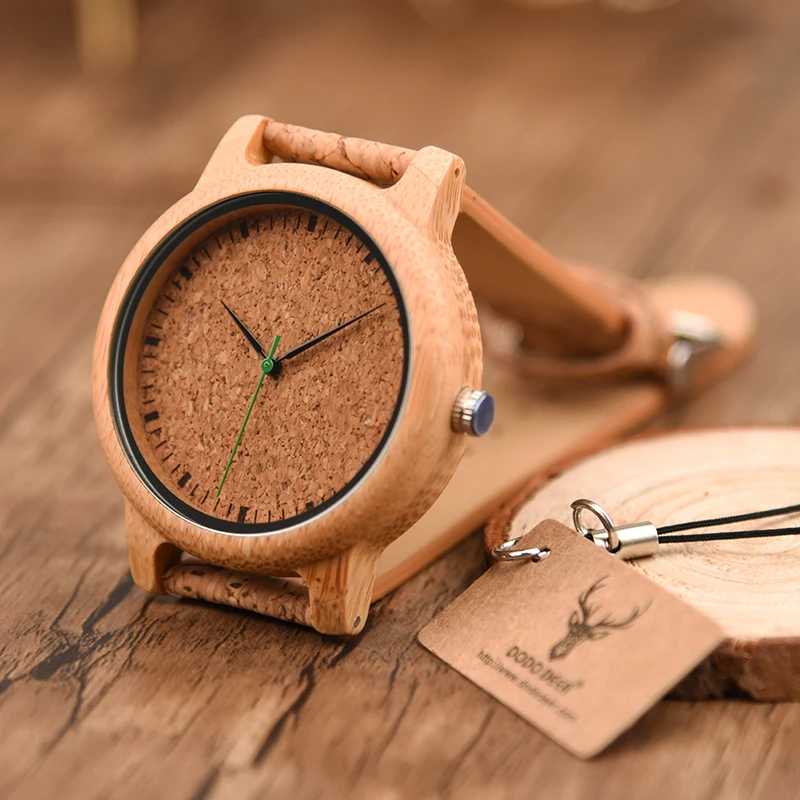 Mens Watches Top Brand Luxury Cork Leather Personality Quartz Classic