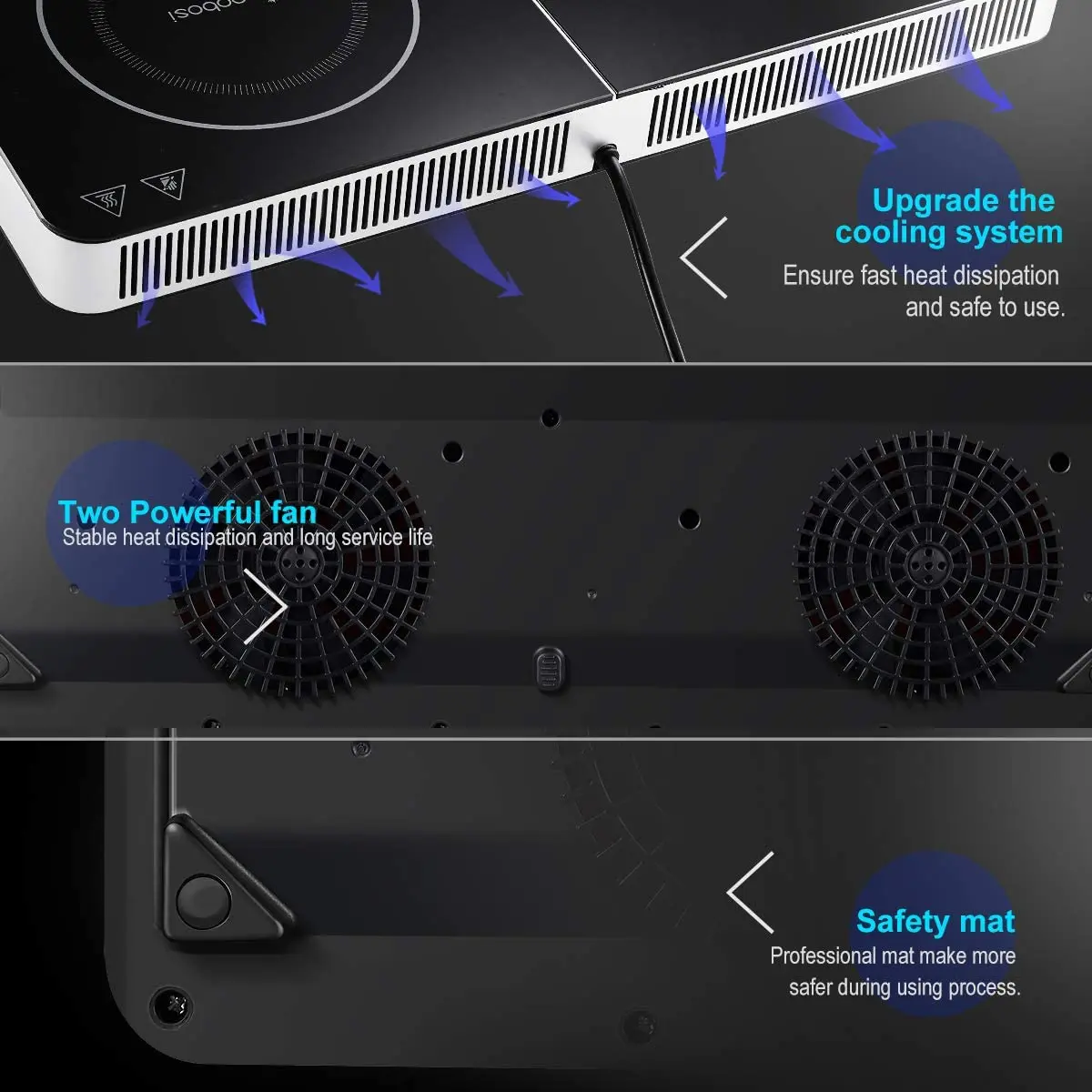 Aobosi 2 Stove Induction Hob Cooker Electric Sensor Control Panel 3500W  4-hour Timer Function Fan Cooling System Easy Button - AliExpress