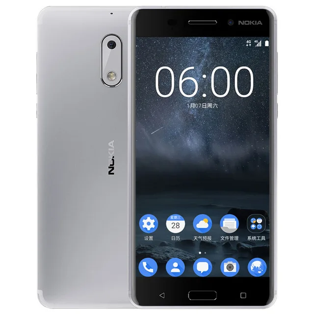 Мобильный телефон Nokia 6 Dual SIM Android Snapdragon 430 4 Гб ОЗУ 64 Гб ПЗУ Восьмиядерный отпечаток пальца 5," 1080 P 4G LTE разблокированный мобильный телефон - Цвет: AT1003 Silver