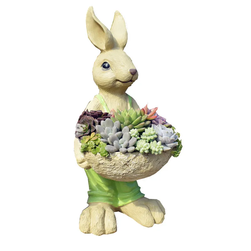 

21 Inches Americana Decorative Rabbit Fleshy Flower Pot Room Study Hallway Home Plant Pot Outdoor Garden Decorations R2853