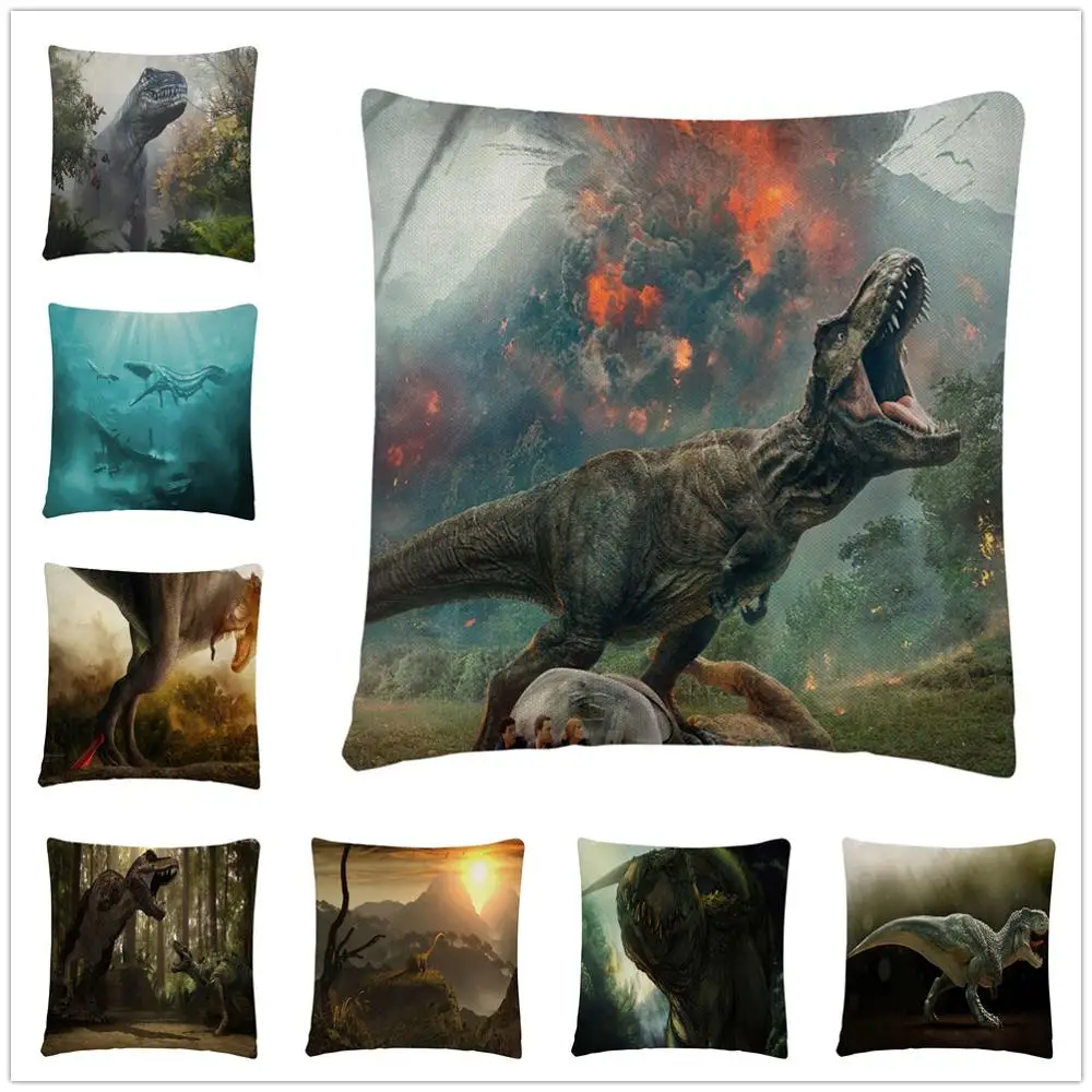 Ancient dinosaur pattern in Jurassic period Linen Cushion Cover Pillow Case for Home Sofa Car Decor Pillowcase45X45cm | Дом и сад