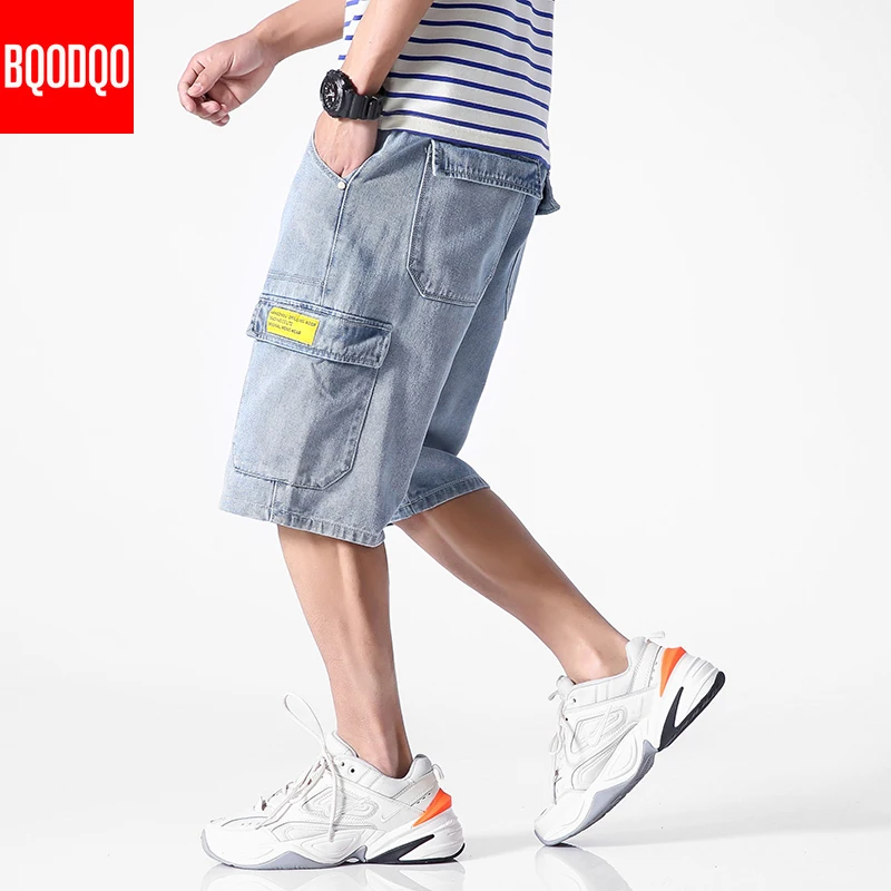 Черные короткие джинсы для мужчин размера плюс повседневные военные бордшорты Летняя мода уличная мода фитнес брюки длиной до колен 5XL