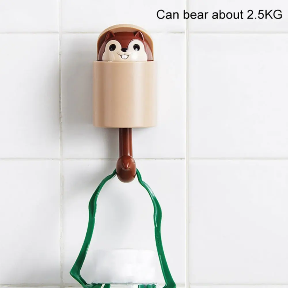 Cartoon Squirrel Multi-Purpose Hooks Adhesive Wall Hook Cute Hanger Holder for Coat Clothes Bag Key Cup Umbrella Home Storage