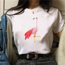 Special Offers Women's Wreath T-shirt Flamingo clothes ladies short sleeve Kawaii Tees top graphic T-shirt printing T-shirt female
