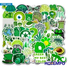 

50pcs Green Fresh Pattern Cute Mix VSCO Style Anime Stickers for Girl Mobile Phone Laptop Luggage Case Skateboard Kawaii Sticker