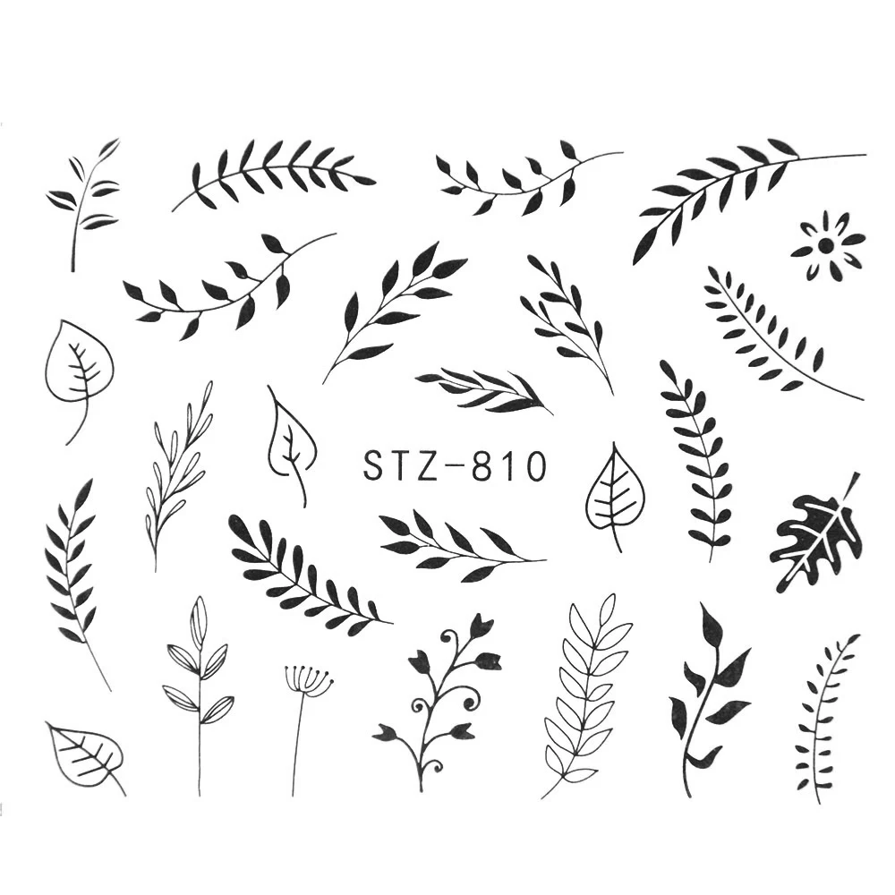 Nail Stickers Sliders For Nails For Manicure Decor Nails Set Nail Design Sliders Flower Leaf Tree Green Nail Art Watermark Decal