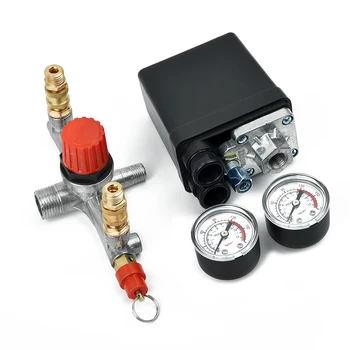 

New Air Compressor Pressure Control Switch Valve Manifold Regulator W/ Gauges Outdoor Tool Parts