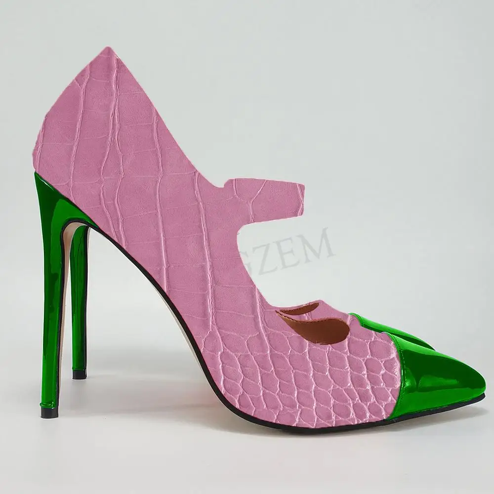 LAIGZEM/яркие женские туфли-лодочки на каблуке разноцветные Туфли Мэри Джейн на каблуке 4 сезона женская обувь; zapatos mujer; большие размеры 44, 45, 46, 47