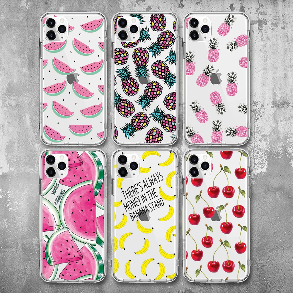 Для iPhone 11 Pro чехол мягкий TPU Летний Фруктовый ананас вишня для телефона X XS XR 8 7 Plus 6