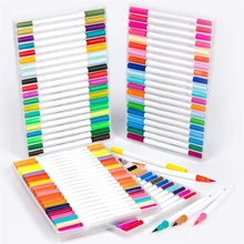 Высокое качество 24/36/48/60/80/100 Цвет двойной головкой кисть Акварельная ручка тонкая ручка арт чайник Набор ручек для школы искусства основы