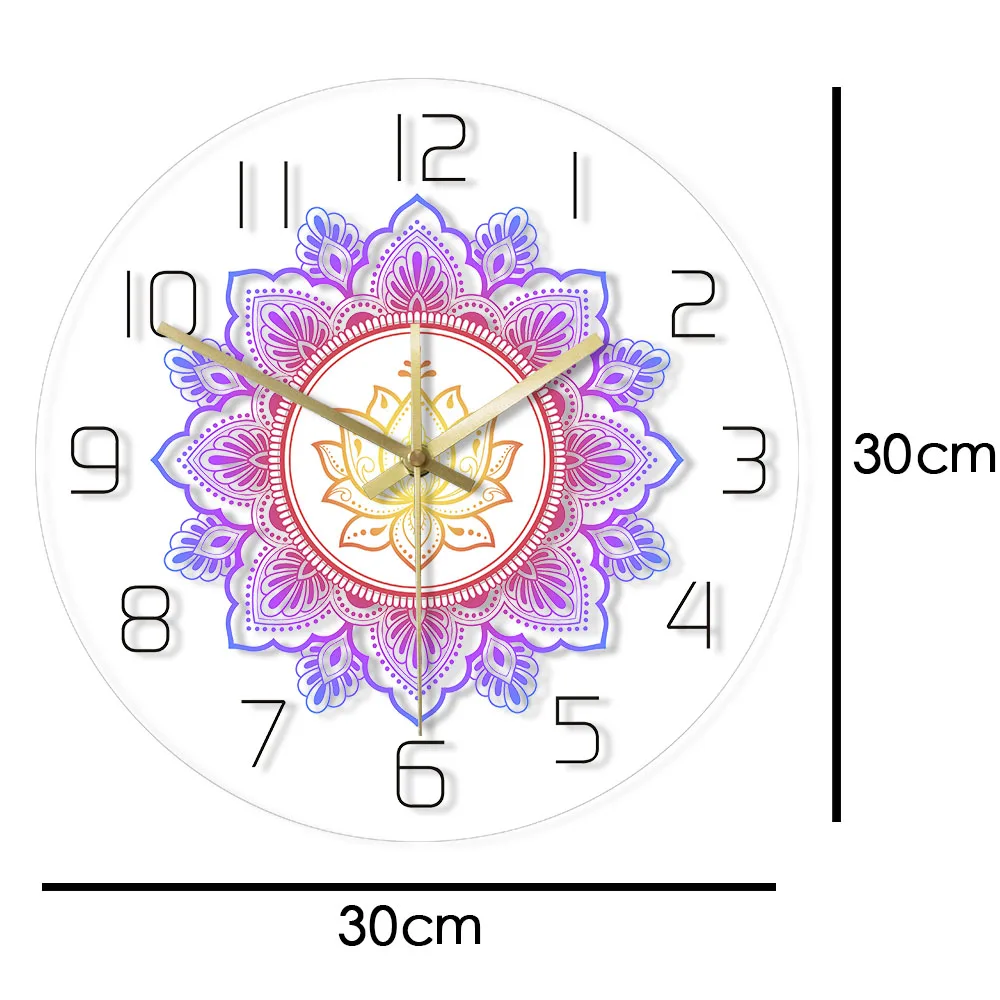 Настенные часы с рисунком мандалы и цветка лотоса OM Studio психологическое