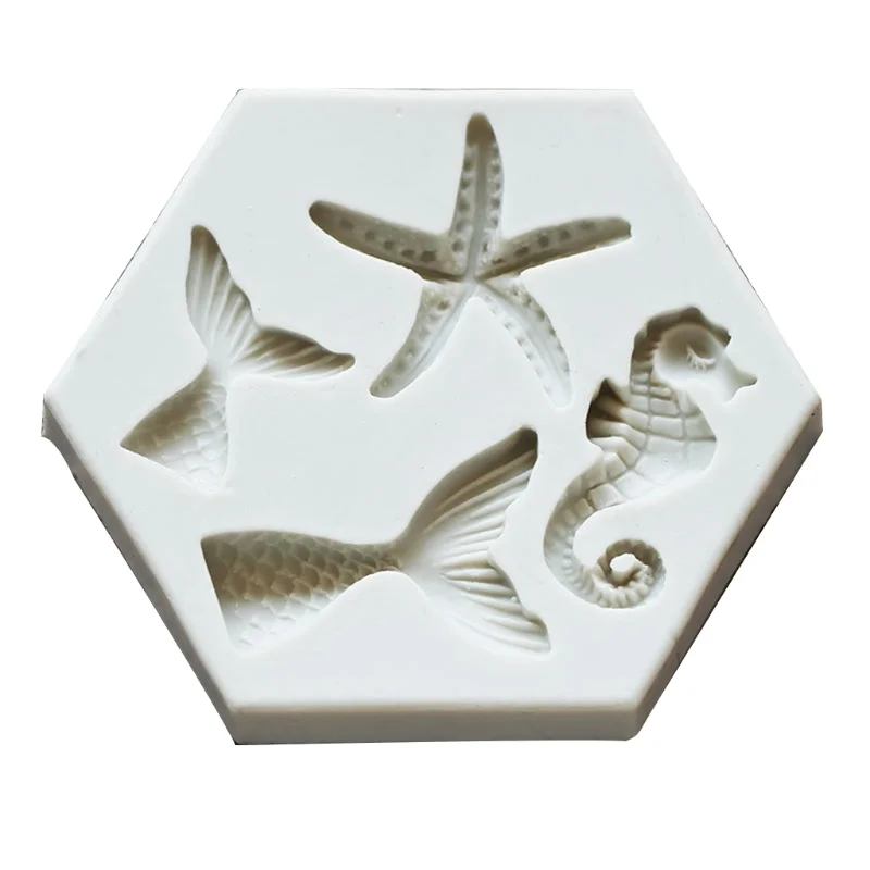 Fishtail Seahorse Silicone Mold Clay Plaster DIY Cake Baking Decoration Biscuit Chocolate Mold Sea Life Starfish Silicone silicone mold