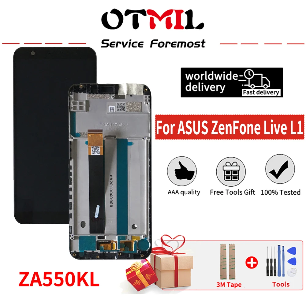 Оригинальный ЖК-дисплей 5 дюйма для ASUS ZenFone Live L1 ZA550KL X00RD с рамкой и сенсорной