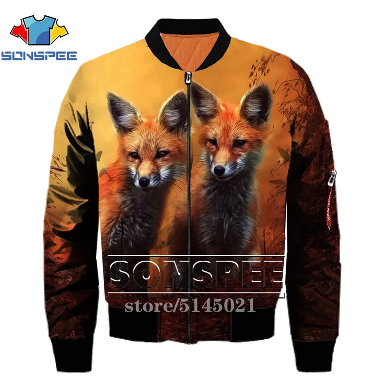 SONSPEE Animal Fox 3D принт Харадзюку Топ Летающая куртка Авиатор Пилот мужские куртки бомбер женская модная повседневная одежда G13 - Цвет: Темно-серый