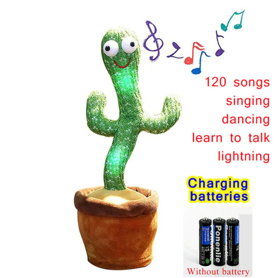 Dancing Cactus 120 Song Speaker Talking USB Charging Voice Repeat plush Cactu Dancer toy talk Plushie Stuffed toys for Baby Girl | Дом и сад
