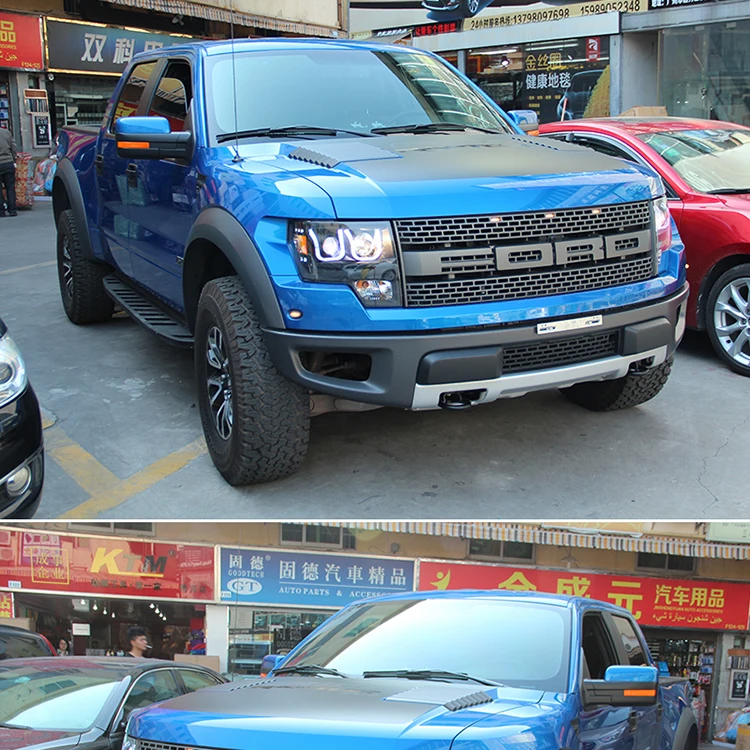 Автомобильные фары 2008- для Ford F150 Raptor светодиодный u-образный ангельские глазки фары черного цвета LF налобный фонарь