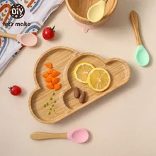 Let's make – plateau en bois de bambou avec ventouse, personnalisé, nom de bébé, vaisselle d'alimentation pour enfants avec ventouse en Silicone, 1 pièce