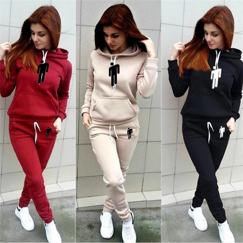 de 2 para Billie Eilish sudaderas con capucha impresas + Pantalones nuevo chándal Jersey capucha pantalones de sudadera chándal de bolsillos Sui|Sudaderas con capucha y sudaderas| - AliExpress