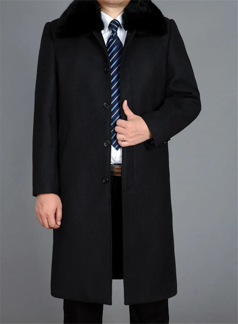 Warm Men's Wool Coat Mens Winter Windbreaker Jacket Thick Rex Rabbit Fur Collar Coats Abrigo Hombre 5XL Jackets WXF527 Warm Men's Wool Coat Mens Winter Windbreaker Jacket Thick Rex Rabbit Fur Collar Coats Abrigo Hombre 5XL Jackets WXF527