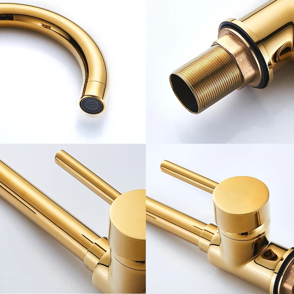 Luxury Gold Kitchen Faucet Gold Brass for Cold and Hot Mixer Tap Sink Faucet Vegetable Washing Basin Brushed Brass