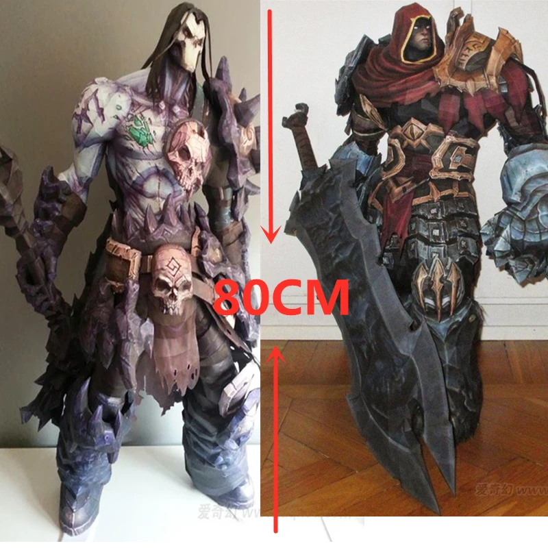 

80cm Darksiders 2 Wrath War Guerra Paper Model Darksiders Genesis model figure poster sword statue Shield Death Fury Strife DIY