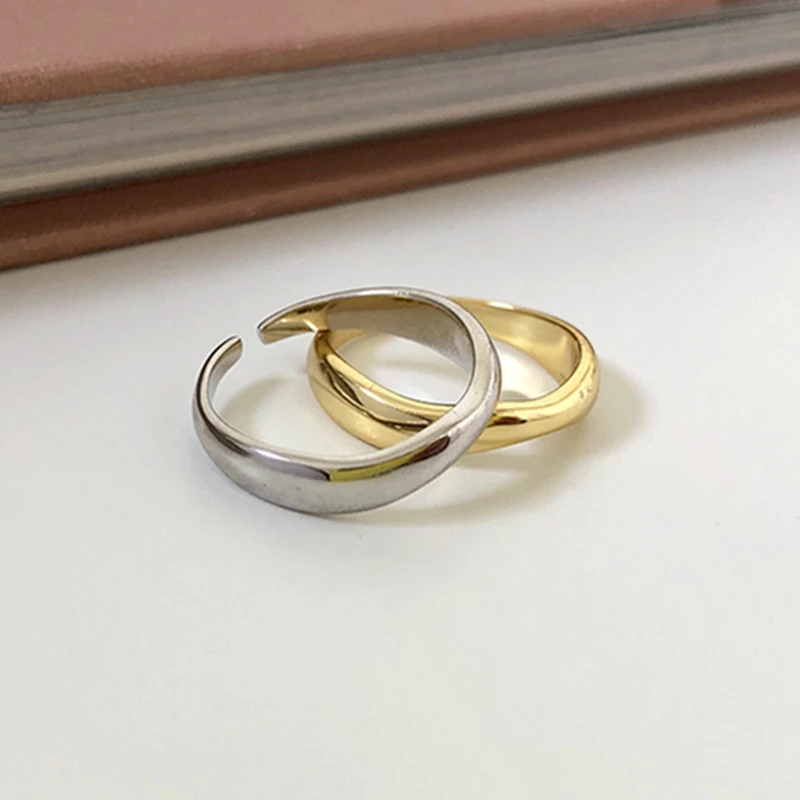 

925 Sterling Silver Ring Minimalist Irregular Wavy Pattern Minimalist Trendy Ring Opening Adjustable Lady's Hand Ornaments
