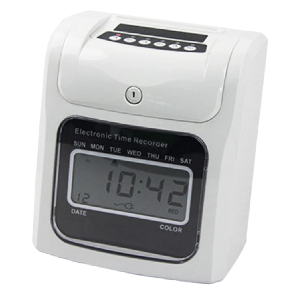 Office Employee Attendance Digital Time Clock LCD Display w/50 Cards UK Plug