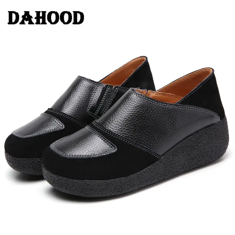 DAHOOD/Женская обувь на платформе; сезон весна-осень; повседневные женские однотонные кроссовки без застежки; мягкие женские лоферы на плоской подошве; большие размеры 35-43