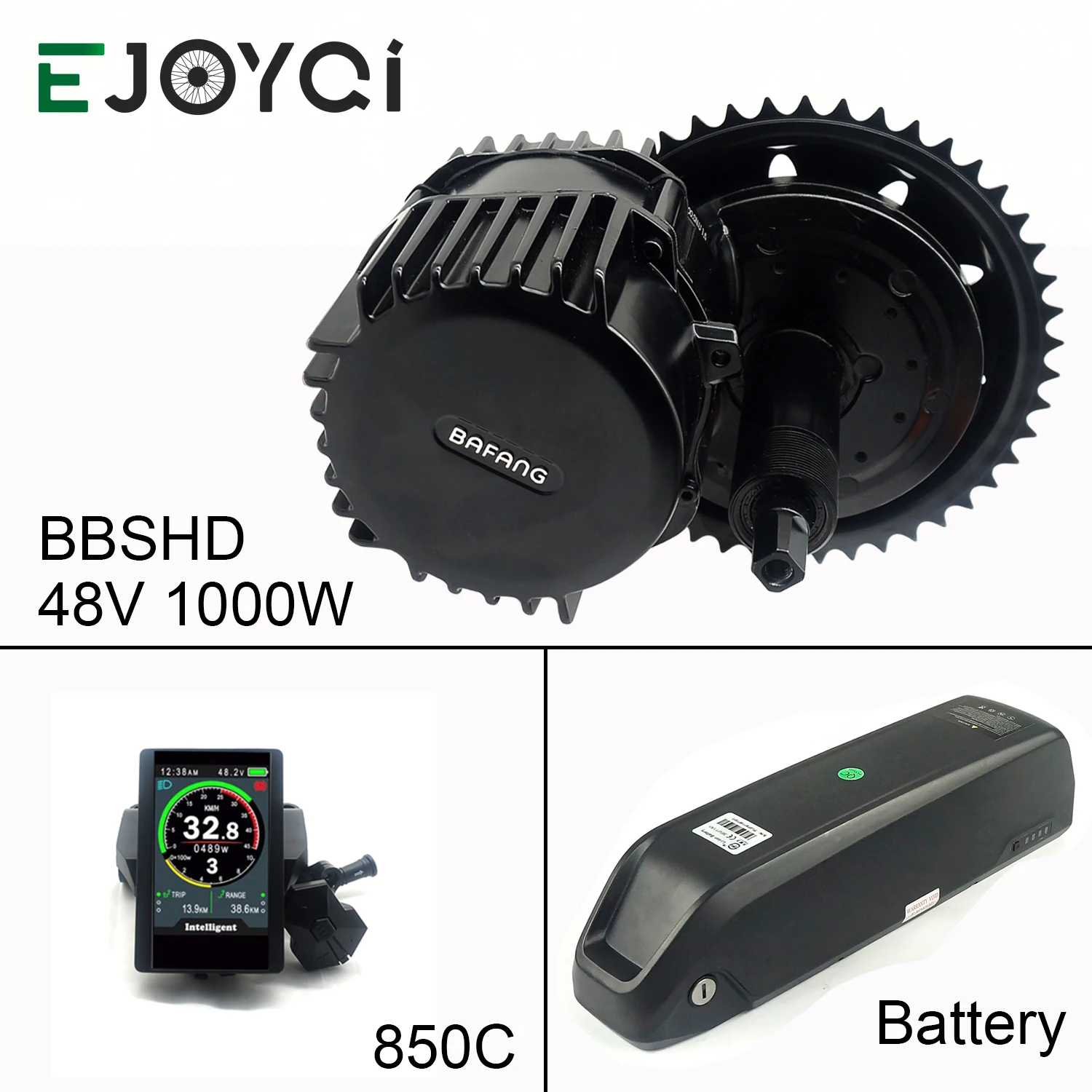 

Bafang 48V 1000W MMG320 48V 16Ah Li-ion Battery BBSHD 8FUN Mid Drive Motor Light Gear Sensor Color display Ebike Conversion Kit