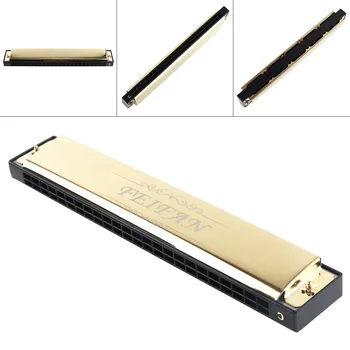 

FEIFAN Gold 24 Holes 8K Titanium Harmonica Tremolo Tone KeyC Harp Mouth Organ Musical Instruments Small Volume Easy Carry
