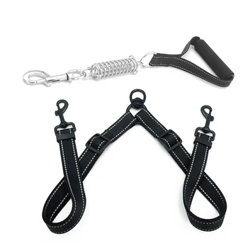 

Double Leash Coupler for Large Dogs Adjustable & Traffic Handler - Short Dog Leash with Traffic Handle for Large Dogs